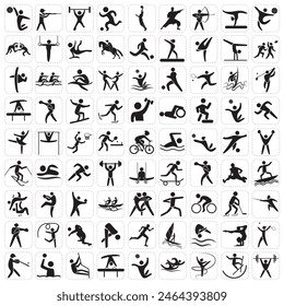 Sports icon set. Shapes Sports, Sports icon collection, Active lifestyle people and icon set, runners active lifestyle icons.