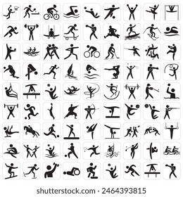 Sports icon set. Shapes Sports, Sports icon collection, Active lifestyle people and icon set, runners active lifestyle icons.