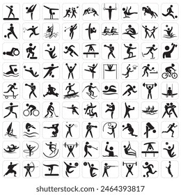 Sports icon set. Shapes Sports, Sports icon collection, Active lifestyle people and icon set, runners active lifestyle icons.