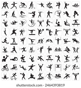 Sports icon set. Shapes Sports, Sports icon collection, Active lifestyle people and icon set, runners active lifestyle icons.