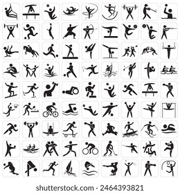 Sports icon set. Shapes Sports, Sports icon collection, Active lifestyle people and icon set, runners active lifestyle icons.