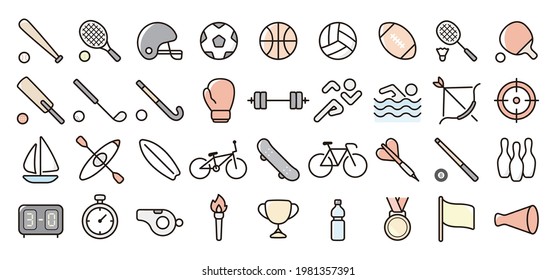 Sports Icon Set (Thin line color Version)