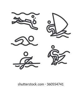 Sports icon set for web and mobile. Modern minimalistic flat design. Isolated on white background. Vector illustration, eps 10.