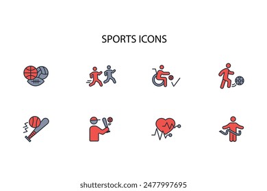 Sports icon set.vector.Editable stroke.linear style sign for use web design,logo.Symbol illustration.