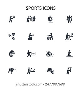 Sports icon set.vector.Editable stroke.linear style sign for use web design,logo.Symbol illustration.