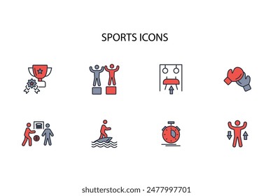 Sports icon set.vector.Editable stroke.linear style sign for use web design,logo.Symbol illustration.