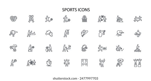 Sports icon set.vector.Editable stroke.linear style sign for use web design,logo.Symbol illustration.