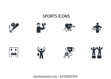 Sports icon set.vector.Editable stroke.linear style sign for use web design,logo.Symbol illustration.