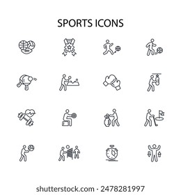 Sports icon set.vector.Editable stroke.linear style sign for use web design,logo.Symbol illustration.