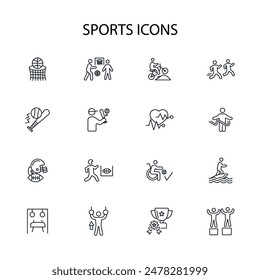 Sports icon set.vector.Editable stroke.linear style sign for use web design,logo.Symbol illustration.