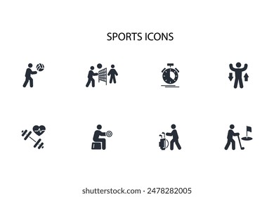 Sports icon set.vector.Editable stroke.linear style sign for use web design,logo.Symbol illustration.