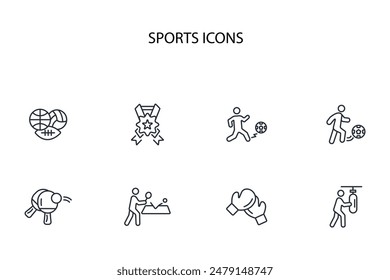 Sports icon set.vector.Editable stroke.linear style sign for use web design,logo.Symbol illustration.