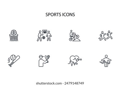 Sports icon set.vector.Editable stroke.linear style sign for use web design,logo.Symbol illustration.