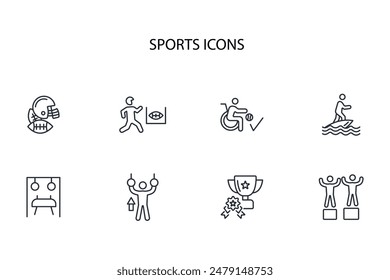 Sports icon set.vector.Editable stroke.linear style sign for use web design,logo.Symbol illustration.