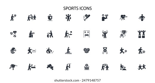 Sports icon set.vector.Editable stroke.linear style sign for use web design,logo.Symbol illustration.