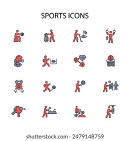 Sports icon set.vector.Editable stroke.linear style sign for use web design,logo.Symbol illustration.