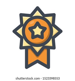 sports icon. Vector illustration of medal for the winners isolated white background. filled outline style