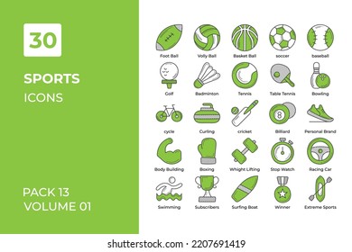 Sports icons collection. Set vector line with elements for mobile concepts and web apps. Collection modern icons.