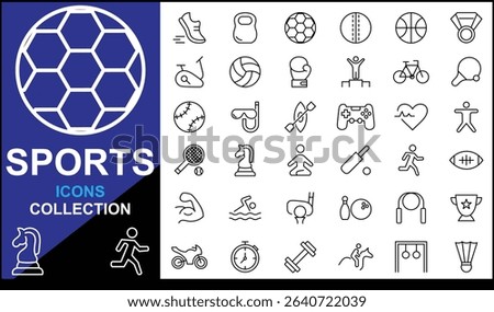Sports Icons Collection vector design, all type sports logo vector design collection, sports  logo symbol set collection.