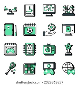  Sports icons download is presented in vector style. Football, rugby, basketball, success, cricket ball and much more.