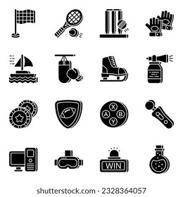  Sports icons download is presented in vector style. Football, rugby, basketball, success, cricket ball and much more.