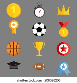 Sports icons flat style templates. Vector illustration