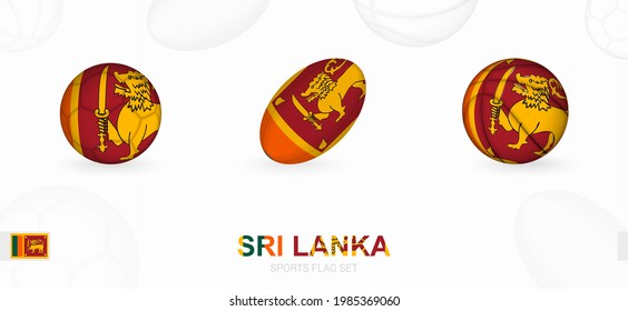 Sports icons for football, rugby and basketball with the flag of Sri Lanka. Vector icon set on a sports background.