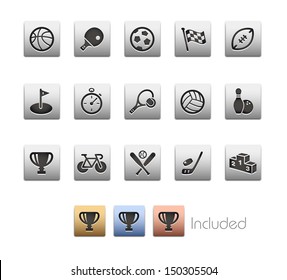 Sports Icons // Metallic Series - It includes 4 color versions for each icon in different layers. 