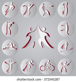 Sports icons papercut.Vector eps8.