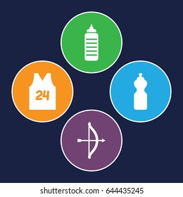 Sports icons set. set of 4 sports filled icons such as sport t shirt number 24, bow