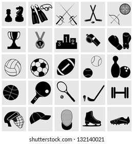 Sports icons set Elegant series.Sport and hobby icon set.