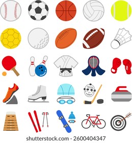 The sports icons set isolated on white background