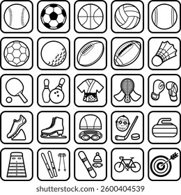 The sports icons set isolated on white background