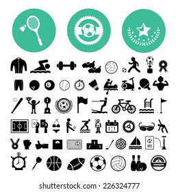 sports icons set on white background 