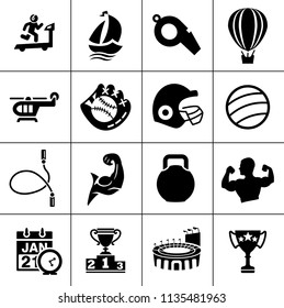 Sports icons set - play game sign and symbols. gym exercise. fitness icons