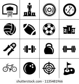 Sports icons set - play game sign and symbols. gym exercise. fitness icons