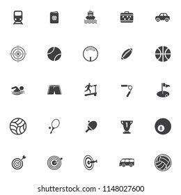 Sports Icons Set - Play Sign And Symbols