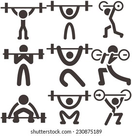 Sports icons set - weightlifting icons