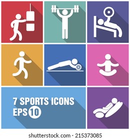 Sports icons with shadow.