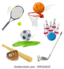 sports, icons, types of ball sports. vector illustration