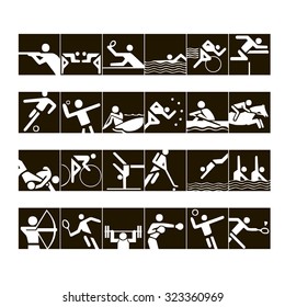 Sports icons Vector illustration Actions game. Black and white