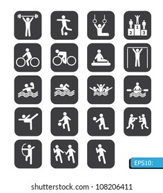 sports icons vector on black button