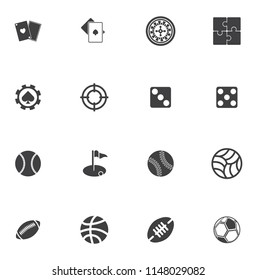 sports, icons, video game icons set - computer play sign and symbols