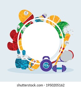 sports illustration with round frame