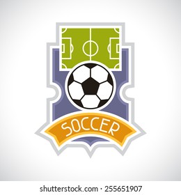 Sports illustration soccer football stylized decorative badge.
