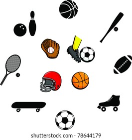 sports illustrations and symbols set