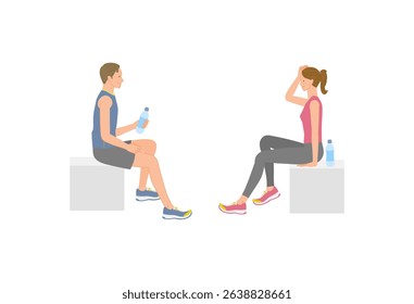 Sports image: Smiling young men and women hydrating set 02