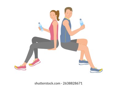 Sports image: Smiling young men and women hydrating set 01