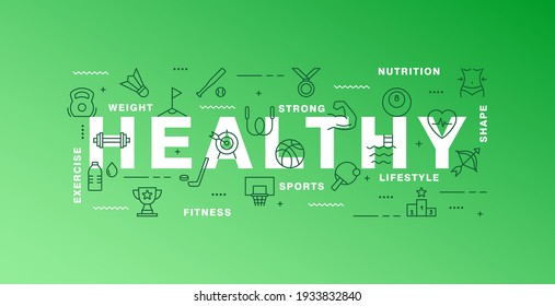 Sports infographic template. Vector set of sport tools and equipment, balls, active healthy lifestyle. Fitness and gym symbols for web, print. Sport activities background.Flat linear pictogram concept