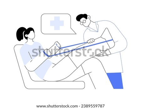 Sports injury management abstract concept vector illustration. Physician deals with athlete rehabilitation, physical medicine, sports injury treatment, recovery process abstract metaphor.